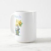 3月パーソナライズされた誕生月ガーデン格言 コーヒーマグカップ (正面左)