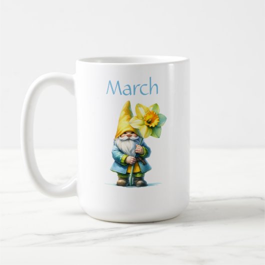 3月パーソナライズされた誕生月ガーデン格言 コーヒーマグカップ (左)