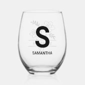 3月パーソナライズされた誕生月花母の名前 ステムなしワイングラス (裏面)