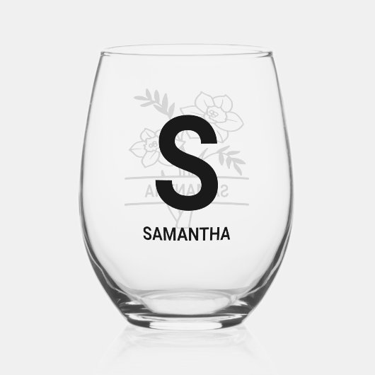 3月パーソナライズされた誕生月花母の名前 ステムなしワイングラス (裏面)