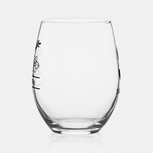 3月パーソナライズされた誕生月花母の名前 ステムなしワイングラス (左)