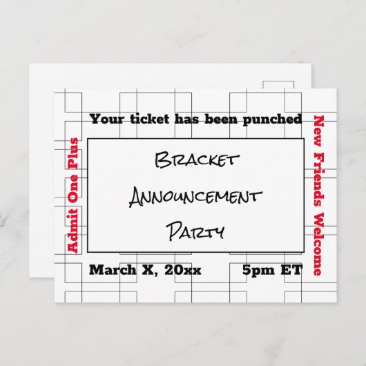 3月ブラケットバスケットボール発表パーティー ポストカード (正面/裏面)
