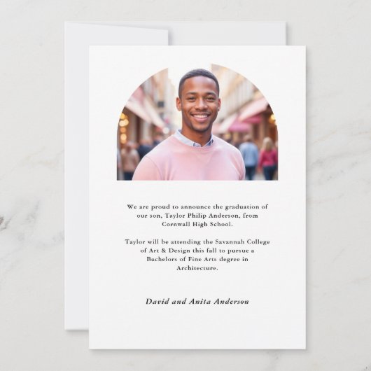 3月モダン2日写真卒業エレガント 案内状 (裏面)