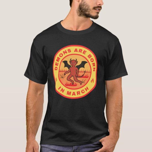 3月生まれの悪魔の代わりデザイン Tシャツ (正面)