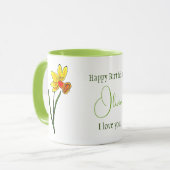 3月誕生フラワーイエローグリーンダッフォディルマグ マグカップ (正面左)