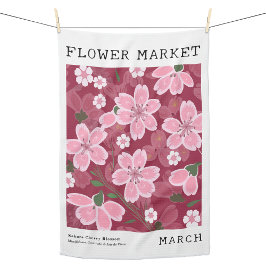 3月誕生フラワーマーケットピンク桜さくらんぼプリント キッチンタオル