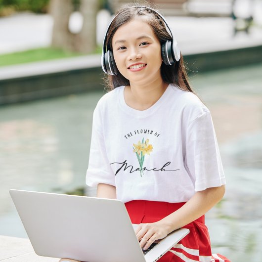 3月誕生ミニマル花エレガントと Tシャツ