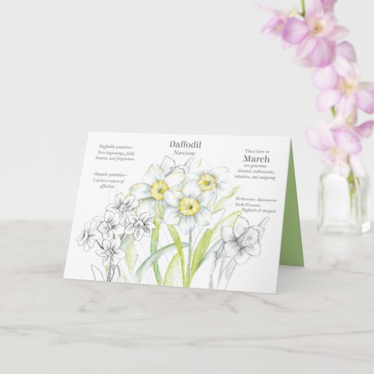 3月誕生日ダフォディル誕生月花 カード (蘭)