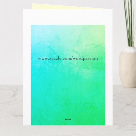 3月誕生日バーストーンアクアマリングリーティング カード (裏面)