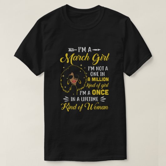 3月誕生日贈り物I'm a Queen Black Women Girl Tシャツ (デザイン正面)