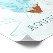 3月誕生日:アクアマリンの誕生石と花 ポスター (角)