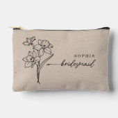 3月誕生月花の花嫁パーソナライズされたメイド アクセサリーポーチ (正面)