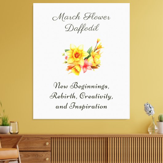 3月誕生月花水仙誕生ギフト キャンバスプリント (インサイチュ (リビング))