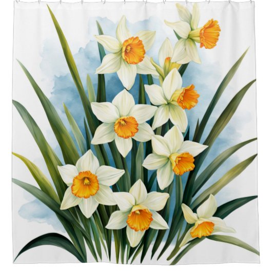 3月誕生月花水仙。春水仙 シャワーカーテン (正面)