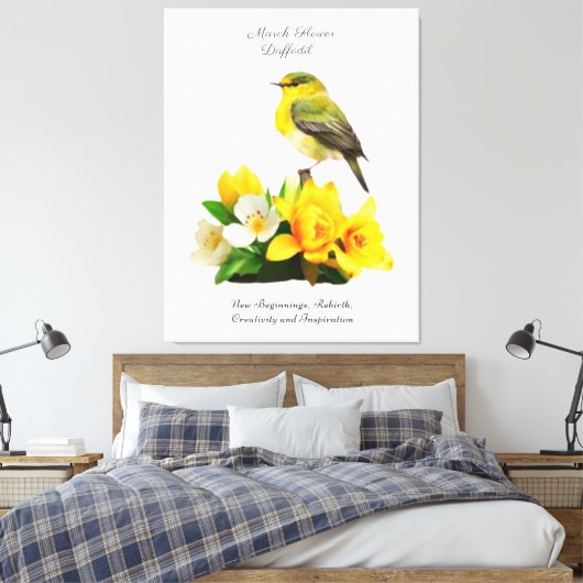 3月誕生月花鮮やか誕生日 キャンバスプリント (インサイチュ (寝室))