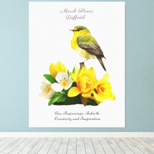 3月誕生月花鮮やか誕生日 キャンバスプリント (インサイチュ (ウッドフロア))