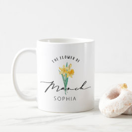 3月誕生花のカスタマイズ可能な誕生日プレゼント コーヒーマグカップ