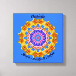 3月誕生花パーソナライズされた曼荼羅禅美術 キャンバスプリント