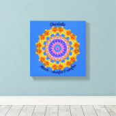 3月誕生花パーソナライズされた曼荼羅禅美術 キャンバスプリント (インサイチュ (ウッドフロア))