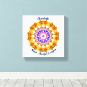 3月誕生花パーソナライズされた曼荼羅禅美術 キャンバスプリント (インサイチュ (ウッドフロア))