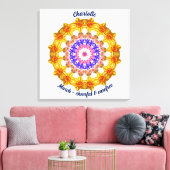 3月誕生花パーソナライズされた曼荼羅禅美術 キャンバスプリント (インサイチュ (リビング))