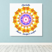 3月誕生花パーソナライズされた曼荼羅禅美術 キャンバスプリント (インサイチュ (ウッドフロア))