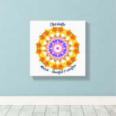 3月誕生花パーソナライズされた曼荼羅禅美術 キャンバスプリント (インサイチュ (ウッドフロア))
