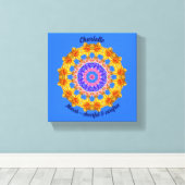 3月誕生花パーソナライズされた曼荼羅禅美術 キャンバスプリント (インサイチュ (ウッドフロア))