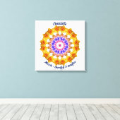 3月誕生花パーソナライズされた曼荼羅禅美術 キャンバスプリント (インサイチュ (ウッドフロア))