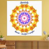 3月誕生花パーソナライズされた曼荼羅禅美術 キャンバスプリント (インサイチュ (リビング))