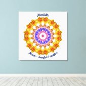 3月誕生花パーソナライズされた曼荼羅禅美術 キャンバスプリント (インサイチュ (ウッドフロア))