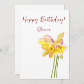 3月誕生花水彩ダフォディルミニマル シーズンカード (正面/裏面)
