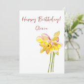 3月誕生花水彩ダフォディルミニマル シーズンカード (スタンド正面)