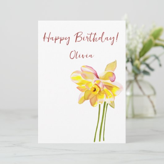 3月誕生花水彩ダフォディルミニマル シーズンカード (スタンド正面)