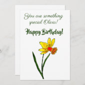 3月誕生花水彩ダフォディルミニマル シーズンカード (正面/裏面)