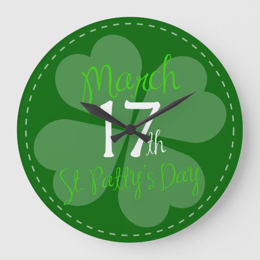3月17日セントパティ・デイお祝い ラージ壁時計 (正面)