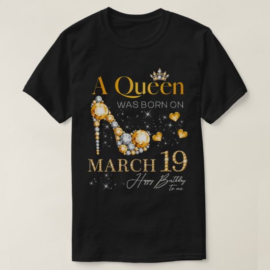 3月19生まれ日の誕生日 Tシャツ (デザイン正面)