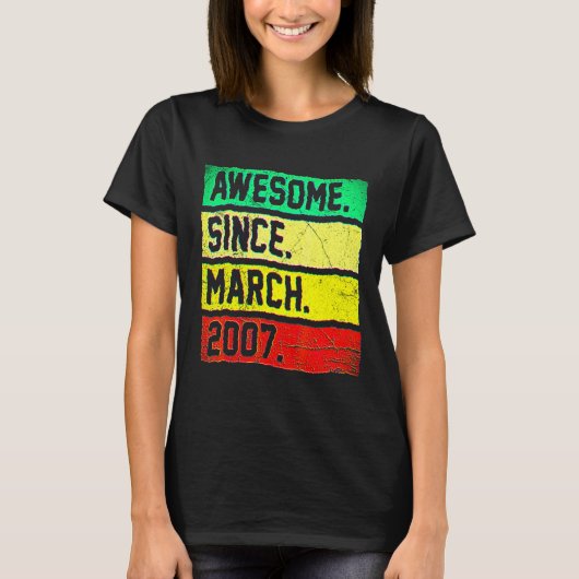 3月20日生まれの15歳の誕生日おめでとう Tシャツ (正面)
