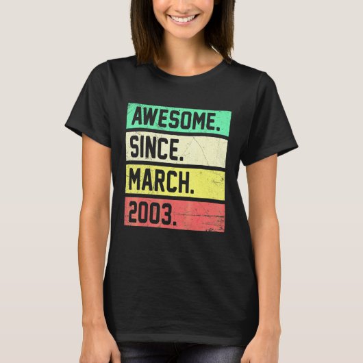3月20日生まれの19歳のお誕生日おめでとう Tシャツ (正面)
