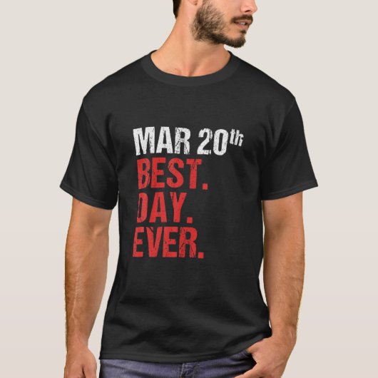 3月20日記念独身最後の宴 結婚式 誕生日 Tシャツ (正面)