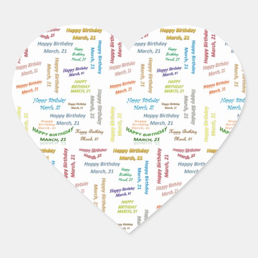 3月21日誕生日シール ハートシール (正面)