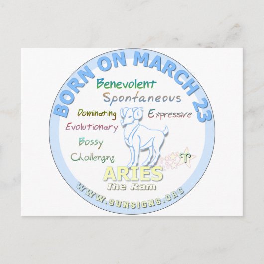3月23日誕生日 – 牡羊座 ポストカード (正面)