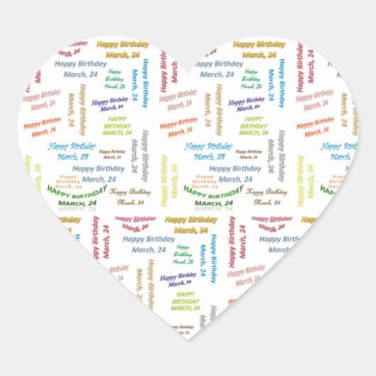 3月24日誕生日シール ハートシール (正面)