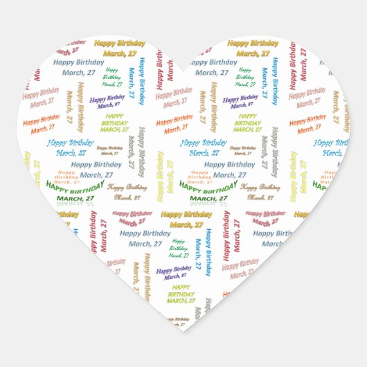 3月27日誕生日シール ハートシール (正面)