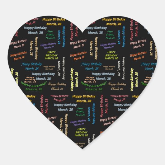 3月28日誕生日シール ハートシール (正面)