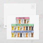 3月30日の誕生日を記念した猫たち ポストカード (正面/裏面)