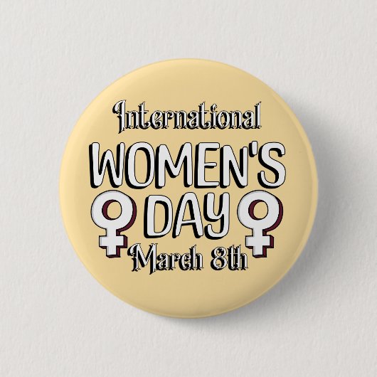 3月8日は国際女性デー（IWD）です 缶バッジ (正面)