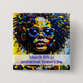 3月8日は国際的女子の日 缶バッジ (正面)