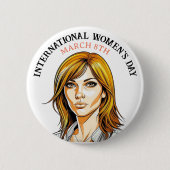 3月8日は国際的女子の日 缶バッジ (正面)
