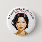 3月8日は国際的女子の日 缶バッジ (正面)